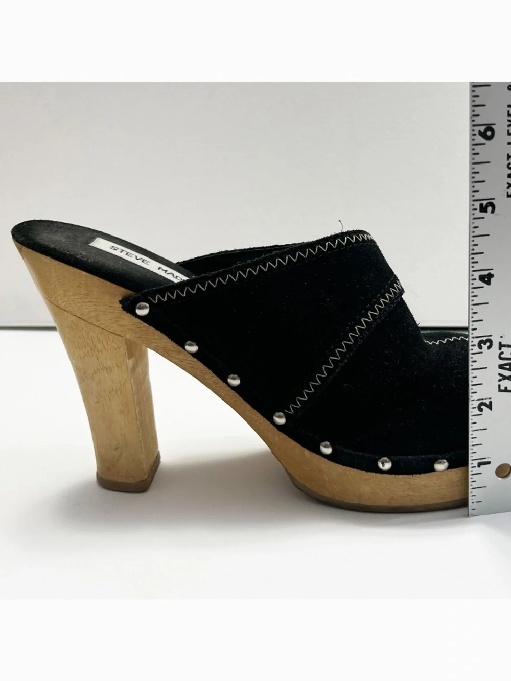 Vintage Steve Madden Women's Platform Heels Size 7 Black Suede Wood Heel